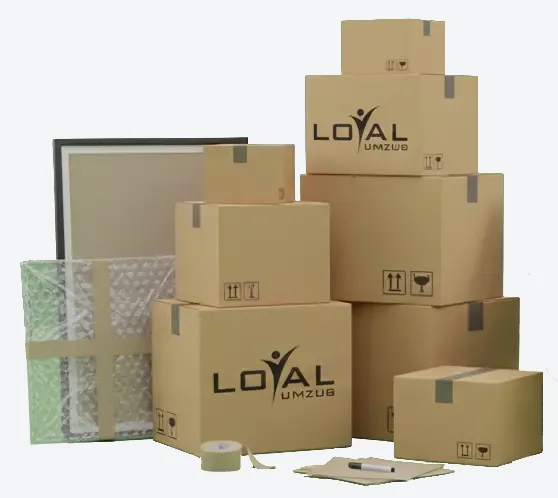 Umzugskartons, Luftpolsterfolie und Verpackungsmaterial
